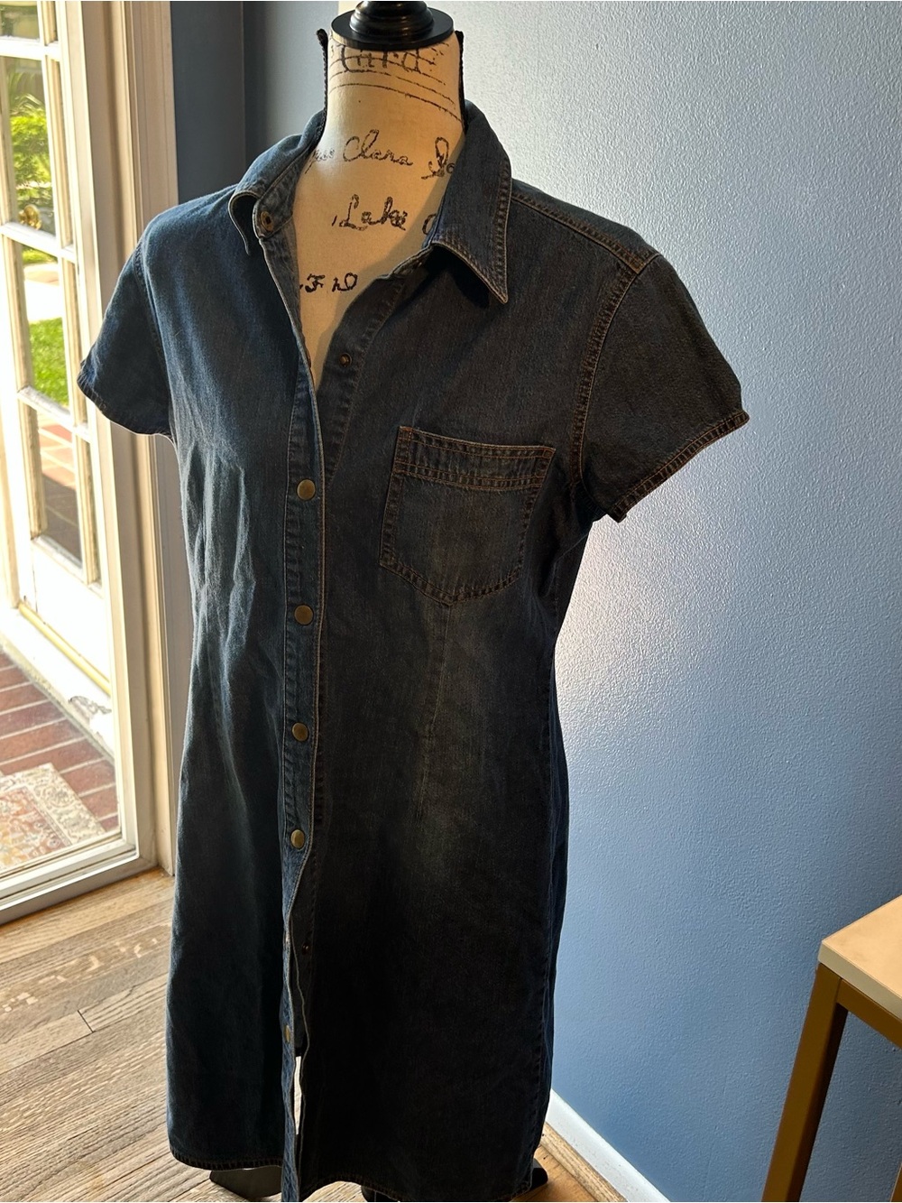 Moda International Denim Jean Cotton Brass Tone Snaps dress
